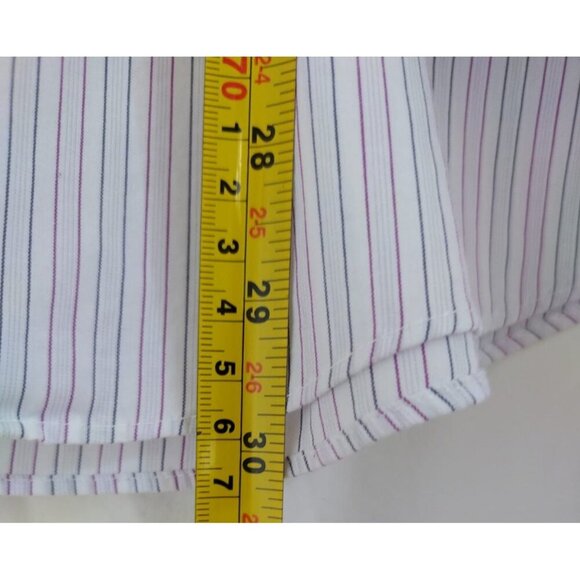 Geoffrey Beene Men's Slim Fit Dress Shirt, Size L, White and Purple Stripe. - Picture 7 of 9